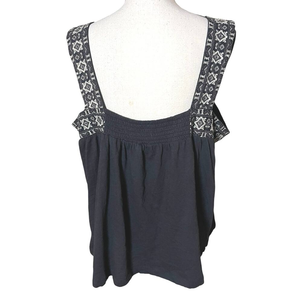 Lucky Brand Embroidered Square Neck Tank XXL Boho Folk Festival Cottagecore - Picture 7 of 11